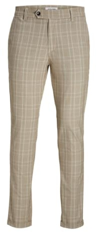 JACK & JONES Jpstmarco Jjconnor AKM Noos Pantalon Chino, Beige/détail : Carreaux, 28W x 32L Homme