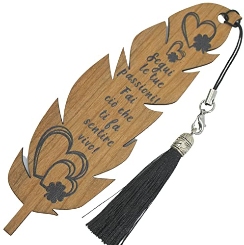 Amore Legno Sforza Marque-page en bois avec phrases de motivation - Idées cadeaux pour femme et homme - Porte-bonheur original pour diplôme amoureux de la lecture collègues maîtres et amis