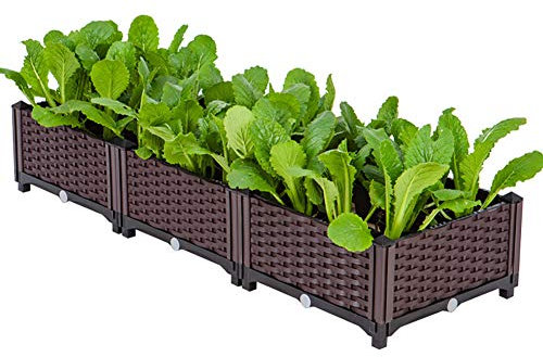 Hochbeet, rechteckige erhöhte Pflanzbox mit selbstbewässerndem Design, Pflanzgefäß für Pflanzgefäße im Rattan-Stil im Innen- und Außenbereich,120x40x23cm