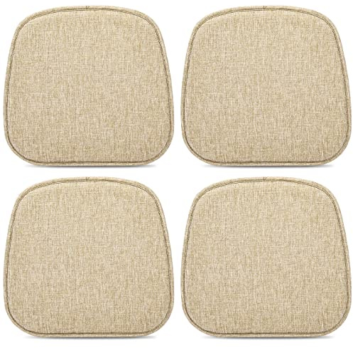 TANYOO 4er Set Stuhlkissen 40x38 cm Sitzkissen Stuhl mit Samtbezug Rutschfestes Waschbares Sitzauflage für Stühle im Büro Outdoor Indoor Garten 40x38cm (Dunkelbeige)