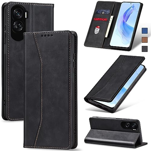 Jasonyu Funda para Honor 90 Lite Flip Case,Negro | Cuero PU Carcasa,Tipo Libro con Tarjetas y Cartera,Soporte Plegable,Cierre magnético,Capa