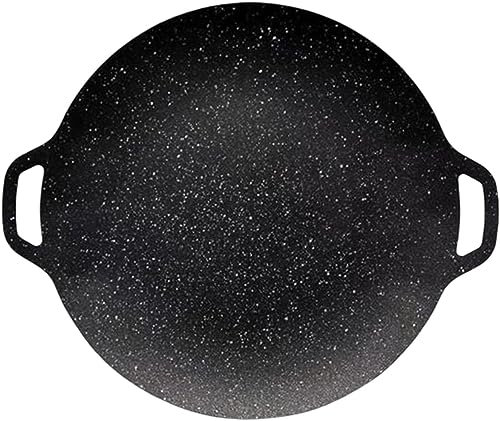 Piastra in ghisa per barbecue in ghisa, rotonda, facile da pulire, per campeggio e giardino (30 cm)