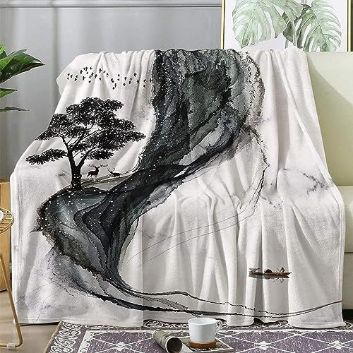Kuscheldecke 80 x 150 cm 3D Berge Flanell Fleecedecke, Weich Warm Flauschig Decke REH Wohndecke Decken für Sofadecke Couchdecke kuscheldecken für Kinder Erwachsene, Blanket