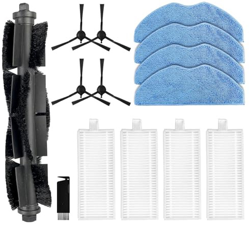 liveryde Accessories Compatible with 360 S8 / Botslab S8 Plus, for EZVIZ RE4/ RE5 | Robot vacuum cleaner replacement parts, 1 main brush, 4 side brushes, 4 HEPA filters, 4 wipes