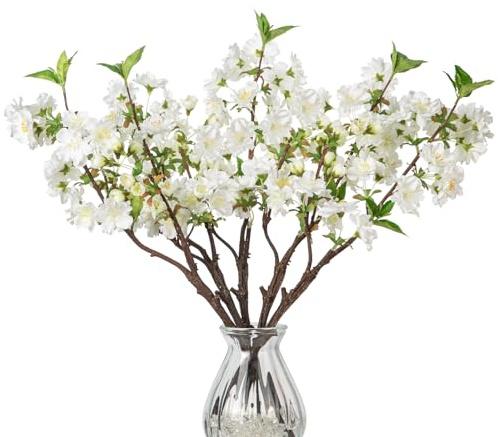 DILATATA Rami di ciliegio da 48,3 cm per vaso, fiori di ciliegio sintetici, fiori di pesco bianco per composizioni floreali, fiori di melo artificiali in seta per decorazione della casa, matrimonio,