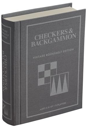 WS Game Company Checkers and Backgammon Vintage Bookshelf Edition – Brettspiel für 2 Spieler, ab 6 Jahren
