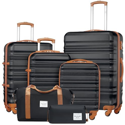 LONG VACATION Koffer handgepäck Trolley Gepäck, Reisekoffer Set Reise Hartschalen Trolley 4 Rollen TSA-Schloss Der Koffer Enthält 1 Reisetasche und 1 Kulturbeutel