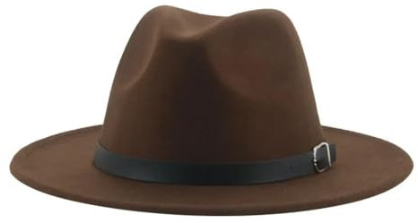 SOYNIA Fedora Trilby Filzhut Hut Hüte Für Damen Fedora-Hut Herren-Kappen Solide Lässige Kleidung Formell Vintage Breite 56–58 cm (Erwachsene) Kaffeebraun