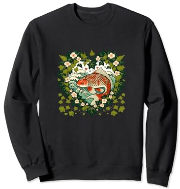 Koi Art Koi Pond Designs Lierre rouge et orange Sweatshirt