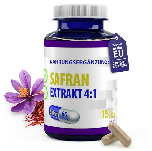 Hepatica Estratto di Zafferano (Crocus Sativus) 800 mg Equivalente | Estratto di Stimmi 4:1 da 200 mg | Con Safranale e Crocina | 60 Capsule Vegane | GMP & laboratorio indipendente