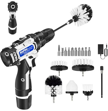 Bürstenaufsatz Bohrmaschine Set, 8 Stück Bürstenaufsatz Akkuschrauber Bürste Reinigungsbürste Felgenbürste Scrubber Reinigung Kit, Power Scrubber für Bad, Felgen & Polster, Weiß