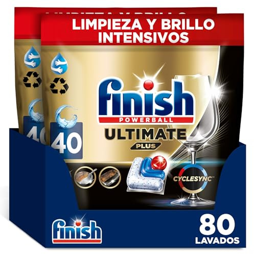 Finish Powerball Ultimate Plus Cyclesync, Limpieza Intensiva y Brillo Diamante, 80 Pastillas (2x40)