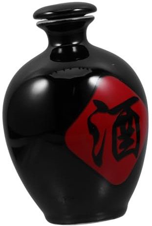 Alipis Ceramic Wine Jar Flask 1 Jin Sealed Chinese Porcelain Bottle White Liquor Storage Jug Wine Cloth Traditional Asian Sake Tank for Bar and Home Decoration