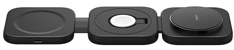 Belkin BoostCharge Pro Foldable Qi2 Certified Wireless Charger 3 in 1 Travel Magnetic Charger 15W - MagSafe Compatible Portable Charger for iPhone 16/15/14, Apple Watch 10, AirPods