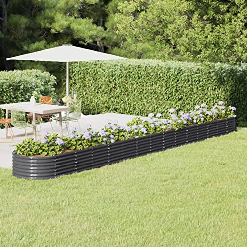 Xichuzi Hochbeet Pulverbeschichteter Stahl 620x80x36 cm Anthrazit, Palettenrahmen, Hochteich, Gemüsebeet, Kräuterregal Balkon, Blumenbeet, Kräuterspirale, Tomatenbeet, Pflanzhochbeet - 318946