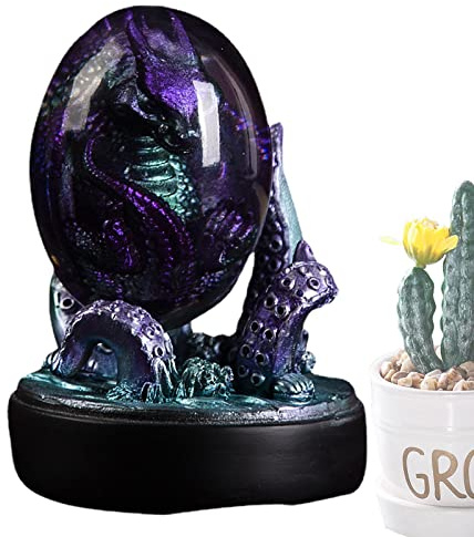 Transparent Dragon in Purple Dragon in Transparent Resin | Exquisite and Hand Carved Dragon Eggs, Good Quality Materials, Souvenirs for Ornaments