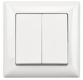 Interruptor para iluminación, interruptor de luz de plástico, interruptor de luz montado en superficie para uso interior y exterior (1, blanco, doble)