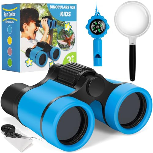 Ferngläser für Kinder, Kinderfernglas Spielzeug für 3 4 5 6 7 8 Jahre Jungen und Mädchen, Set mit Lupe & Kompass – Outdoor Spielzeug für Kinder Im Alter Von 3-8 Jahren (blau)