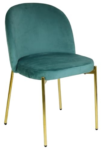 Marvin Sedia in Velluto con Gambe Oro Chiara, Sedie in Metallo Dorato, Poltroncina con Seduta Imbottita per Sala da Pranzo Salotto Soggiorno di Design Moderno (1, Verde Acqua/Oro)