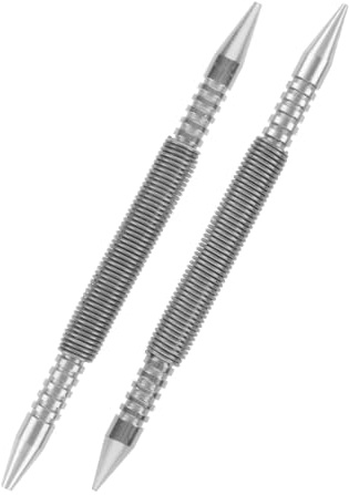 Operitacx 2 Piezas Punzones De Resorte Sin Martillo Para Clavos De Madera Metal y Vidrio Punzón Central Carbono Para Herramienta De Clavos Punzón Multifunción De Doble Cabezal