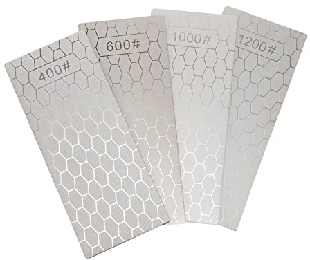 NUOBESTY Piedras de Afilar Base Antideslizante de Diamante Rectangulares Doble Cara Juego de 4 Diseño de Panal y Eficientes para Cuchillos de Cocina