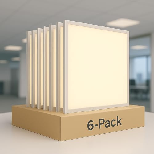 Proventa LED-Panel 62 x 62 cm 40W mit Netzteil 4.000 Lumen 50.000 Stunden Lebensdauer 6-Pack (3000K warmweiß)
