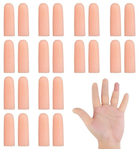 24 PCS Gel Finger Protectors, Waterproof Gel Finger Cots Reusable Fingertip Bandages Covers Support Silicone Thumb Protector for Finger Cracking, Wound, Hand Eczema, Finger Arthritis and More