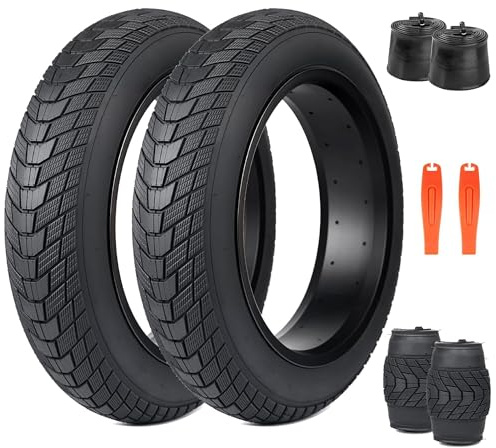 ZUKKA Confezione da 2 pneumatici per bicicletta elettrica, 20 x 3,0 pollici, pieghevoli, 74 – 406 30 TPI Plus, 2 tubi da 20 x 3,0 AV35 mm, per pneumatici elettrici compatibili con Wide Mountain Snow
