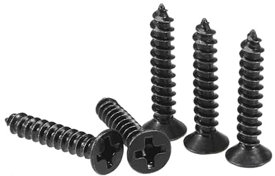 TA-VIGOR M3.5 x 20mm Black Wood Screws, 200Pcs Self Tapping Screws | Screws with Flat Head Phillips Drive, Carbon Steel Countersunk Screws for Furniture, Woodworking, Cabinet Repair and DIY