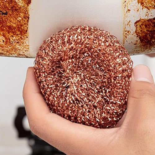 10 Stück Kupfer-Putzlinge | Kupferschwamm Kratzfrei | Topfreiniger | Antibakterieller Putzschwamm | Kratzfreie Reinigung | Für Töpfe, Pfannen, Porzellan | 8CM