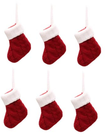 WEKADRIN 6 Piezas Bolsa Porta Cubiertos Navidad Punto Decorativa para Mesa Fiestas Familiares y Banquetes Festivos
