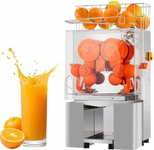 XSDAJSD Exprimidor de Naranjas automático Comercial, 120 W, con Caja de Filtro extraíble, Tanque de Acero Inoxidable 304, Dos Cubos para pelar, fácil de Limpiar.