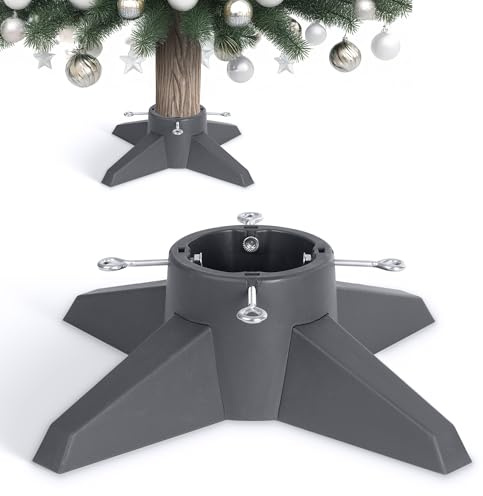 Christmas Village Supporto per albero di Natale di alta qualità per alberi veri, supporto resistente con serbatoio d'acqua da 1 litro e viti regolabili, adatto per alberi da 2,1 m fino a 70 kg, base