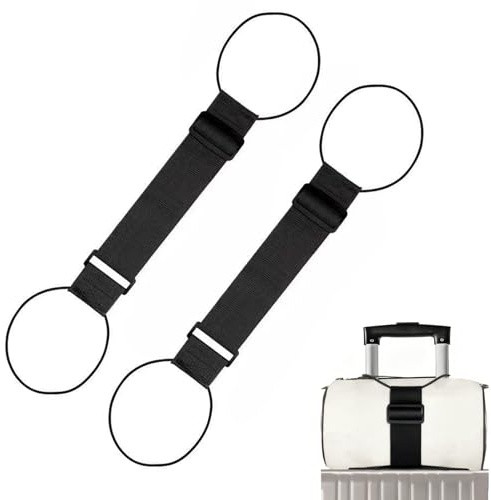 2 Pcs Elastic Fastening Belt for Luggage, Adjustable Luggage Straps for Suitcases Attach Bags, Portable Travel Suitcase Accessory (2 Black)