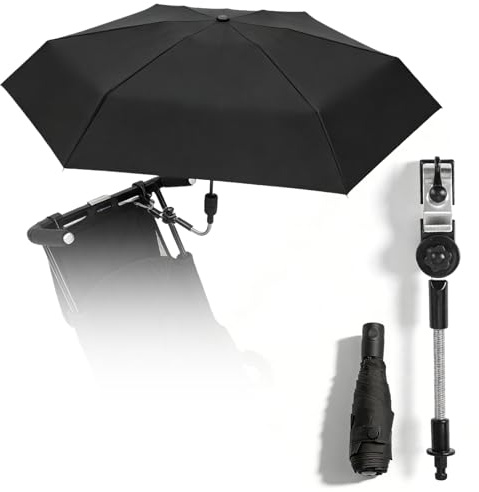 Paraguas universal para cochecito de bebé, sombrilla con abrazadera universal ajustable y un asa para paraguas, protección UV de 50 + 90 cm de diámetro para tubos ovalados redondos