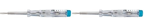 HAZET Spannungsprüfer 839-1 I 220-250 V, Stromprüfer in Schlitz-Schraubendreher-Ausführung, Made in Germany, für Steckdosen, Baufassung und Lüsterklemmen, Schlüsselweite 0,5 x 2,8 mm (Packung mit 2)