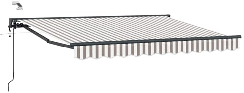 Xhnifbn Toldo de pared extensible de 4 x 3 m, con manivela, media cassette, para terraza, balcón y jardín, color gris claro y blanco