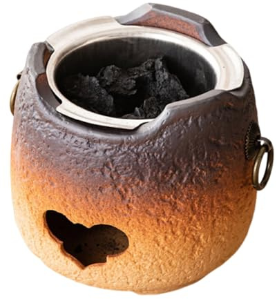Clay Portable Grill Oven, Heat-Resistant Clay Grilling Stove, Table Charcoal Grill for Heating, Tea Making, and Soup Cooking
