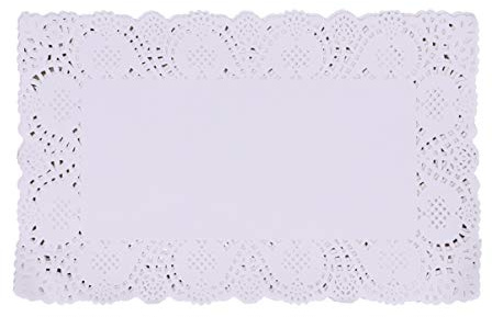 BESTonZON 140PCS 25 x 35cm Rectangle Dentelle napperons en Papier napperons pour gâteaux Desserts au Four Affichage de friandises (Blanc)
