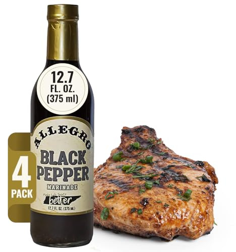 ALLEGRO - The Marinate Everything Marinades | Perfect Marinades for Meat & Veggies | Marinade for Grilling, Roasting & Cooking | Kosher & Gluten Free | 12.7 Oz (Pack of 4) - Black Pepper