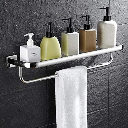 MKKSLR Etagère en Verre avec Porte-Serviette de Douche, 8 mm, Accessoire de Fixation pour vis en Acier Inoxydable, fixé à la paroi 4.26