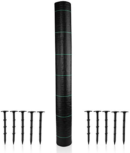 CoverUp! weed membrane - Garden fleece water permeable & breathable - Tearproof and resistant weed control fabric incl. ground anchors - Different sizes (1m x 50m = 50m²)
