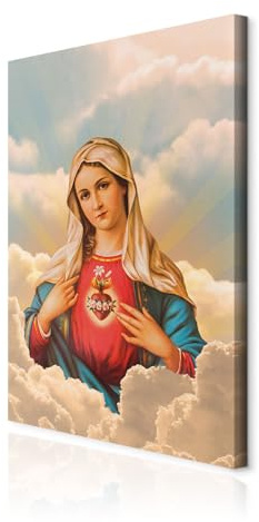 decomonkey Bilder Maria Mutter Gottes 40x60 cm 1 Teilig Leinwandbilder Bild auf Leinwand Vlies Wandbild Kunstdruck Wanddeko Wand Wohnzimmer Wanddekoration Deko Sakral Bunt