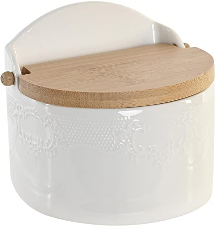 Space Home - Sucrier - Boite a Sucre - Sucrier pour Sucre en Morceaux - Salière avec Couvercle - Boite a Cafe - Bocal pour Produits Alimentaires en Ceramique - Récipient pour Aliments ou Épices
