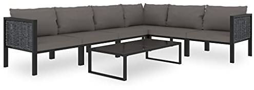 vidaXL Gartenmöbel 8-TLG. mit Auflagen Lounge Sofa Garten Garnitur Sitzgruppe Sitzgarnitur Gartenset Gartensofa Poly Rattan Anthrazit