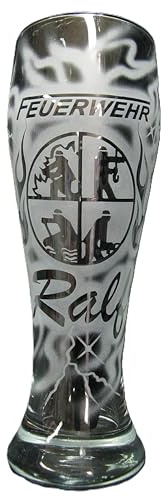 Weizenglas 0,5 l mit Gravur Feuerwehr Feuerwehrlogo und Name personalisiert Glas Bierglas Weizenbierglas Weißbierglas individuell Geschenk freiwillige Jugendfeuerwehr Berufsfeuerwehr FFW Feuerwehrmann