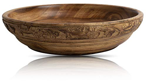 Beautiful Handmade 20 cms Decorative Wooden Snack Serving Bowl For Dry Fruits Chips Coffee Table Countertop Display Key Bowl Tableware Kitchen Living Room Home Decor Accents Dinnerware