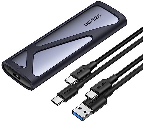 UGREEN Carcasa M.2 Disco Duro NVMe SATA, Caja Externa M.2 SSD UASP USB C 3.2 Gen 2 10Gbps con Cables Type A Soporta M & M+B Key, Tamaño 2230/2242/2260/2280