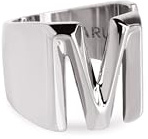 SINGULARU - Letter Signet Personalisierter Ring. Messing mit Rhodium-Beschichtung. Schmuck für Damen. Buchstabe M.