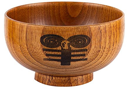 UPTALY 1 Stück Natürliche Jujuba Holz Müslischalen (Jahr des Schafs, 300 ml), 12 Tier Sternzeichen Reisschale Set, Handgemachte Chinesische Schalen Haferflocken Holzschale